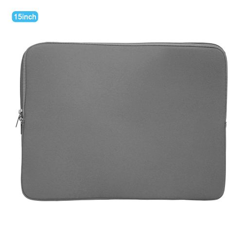 Housse pour ordinateur portable 15 pouces, couleur unie, double fermeture eclair, sac de transport a main, etui de protection pour ordinateur portable, gris