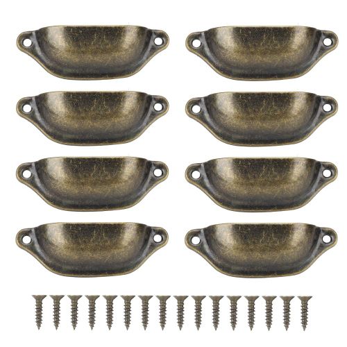 Poignee de meuble antique semi-circulaire de style chinois pour armoire a pharmacie, bibliotheque, tiroir (bronze vert)