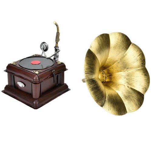 Phonographe retro en metal, modele vintage, tourne-disque miniature, decoration pour la maison, le bureau, le club, artisanat, cadeau