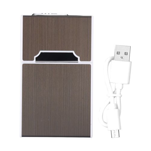 Etui a cigarettes portable 20 pieces avec chargeur USB et briquet electronique (noir)