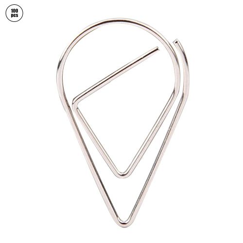 Lot De 100 Trombones En Metal En Forme De Goutte D'eau, Marque-Page Amusant (Argente)