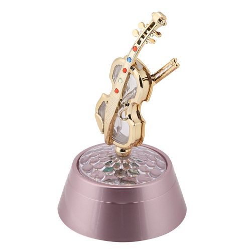 Boite a musique rotative en forme de violon, lampe de projection coloree, cadeau decoratif (or rose)