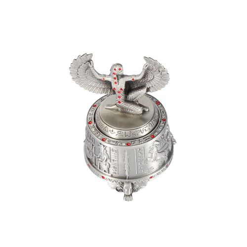Boite a musique rotative a mecanisme a remonter, boite a musique en metal avec base sculptee en 3D, motif reine egyptienne