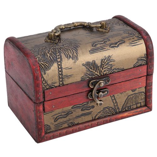 Mini boite de rangement en bois de style retro 15 x 9,5 x 10 cm, boite a bijoux en bois pour bonbons (cocotier)