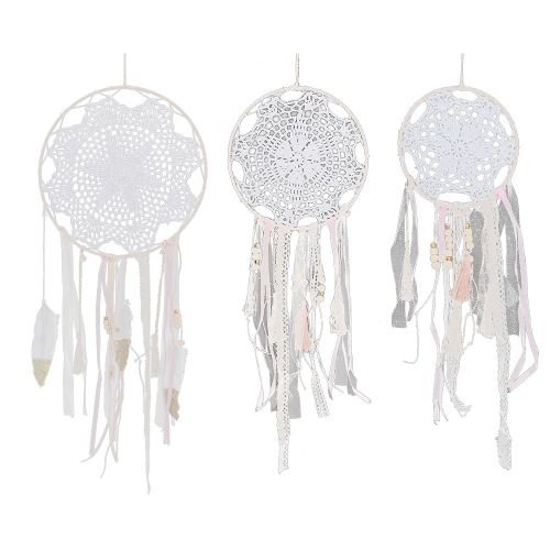 Grand napperon de style ethnique, pendentif cache-reves, decoration artisanale a suspendre pour la maison