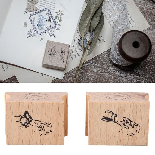 Sceau en bois retro, sceau en bois et caoutchouc, pour decoration de livres laitiers (n¡ã 8)