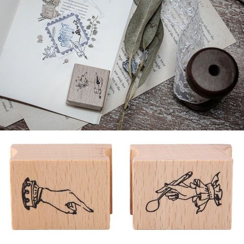 Sceau en bois retro, sceau en bois et caoutchouc, pour decoration de livres laitiers (#9)