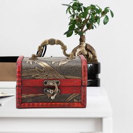 Boite de rangement de bijoux en bois style europeen vintage avec fleurs, support pour decoration d'interieur (#1)