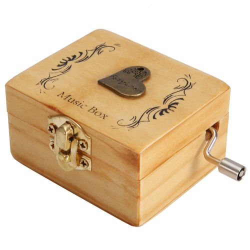 Boite a musique vintage en bois, decoration en metal, boite a musique a manivelle, cadeau artisanal (amour)