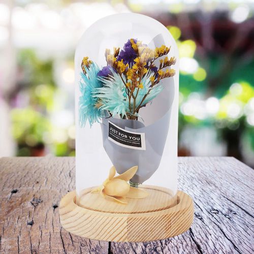 Fleurs sechees en verre pour decoration de table, pour la fete des meres ou un anniversaire