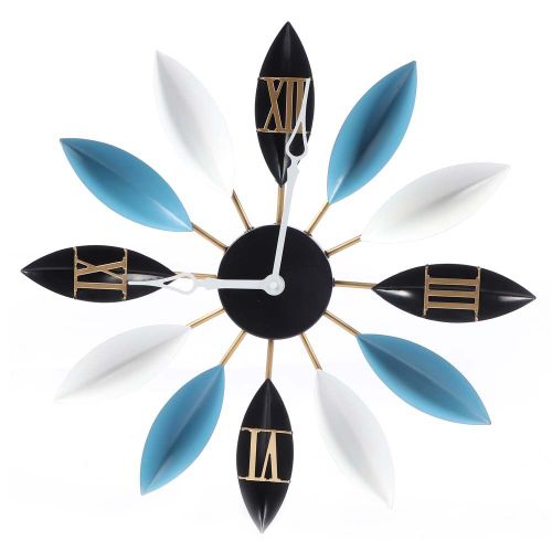 Horloge murale romaine en forme de feuille de fer (aiguille blanche de 58 cm, ocean)