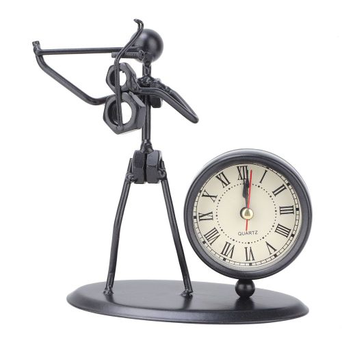 Horloge miniature classique Iron Man, decoration artistique, modele musical retro (Iron Man avec violon)