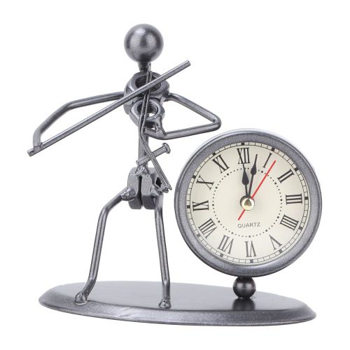Horloge miniature Iron Man classique, decoration artistique, modele musical retro (Iron Man avec violon)
