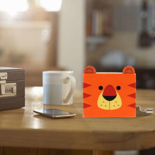 Boite a musique a manivelle en bois avec motif animal de dessin anime mignon, jouet cadeau pour enfants, motif lion