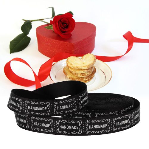 1 Ruban Imprime De 10 Metres (1,3 Cm) Avec Mots Anglais, Ceinture Faite A La Main Pour Fete (Noir)