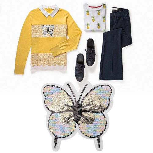 Patch Papillon A Paillettes Brode, Autocollant En Tissu, Applique En Dentelle, Accessoires Pour Vetements