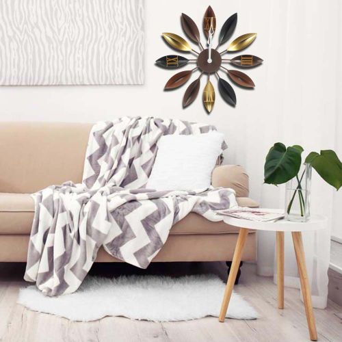 Horloge murale romaine en forme de feuille de fer (aiguille blanche classique de 58 cm)