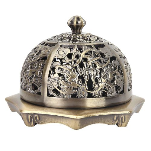 Bruleur d'encens artisanal en bronze imitation, decoration de maison, bruleur en bois de santal (bronze)