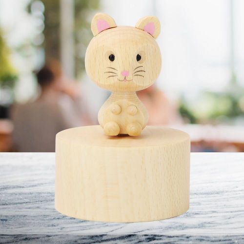 Boite a musique en bois sculpte en forme d'animal mignon, jouet musical en bois de hetre, cadeaux pour enfants, decoration d'interieur (#2)