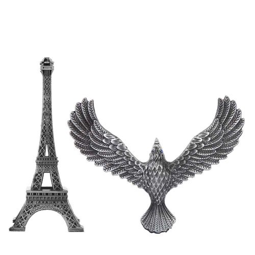 Tour Eiffel avec oiseau en equilibre, modele en metal, monument de renommee mondiale, modele de batiment, decoration d'interieur