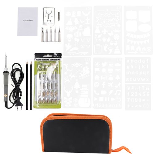 Kit de fer a souder electrique a bois 42 pieces, stylo pyrograveur (gris EU)