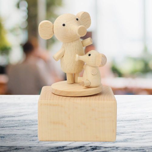 Boite a musique en bois sculpte en forme d'animal mignon, jouet musical en bois de hetre, cadeaux pour enfants, decoration d'interieur (#4)