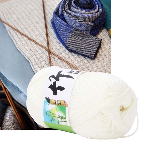 Fil de coton tisse au charbon de bambou de qualite moyenne pour echarpe et pull (blanc)