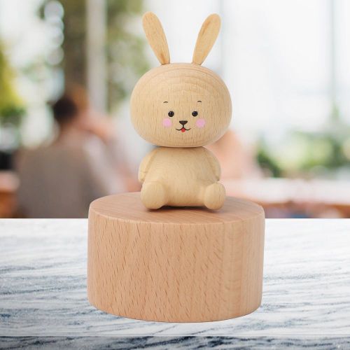Boite a musique en bois sculpte en forme d'animal mignon, jouet musical en bois de hetre, cadeaux pour enfants, decoration d'interieur (#3)