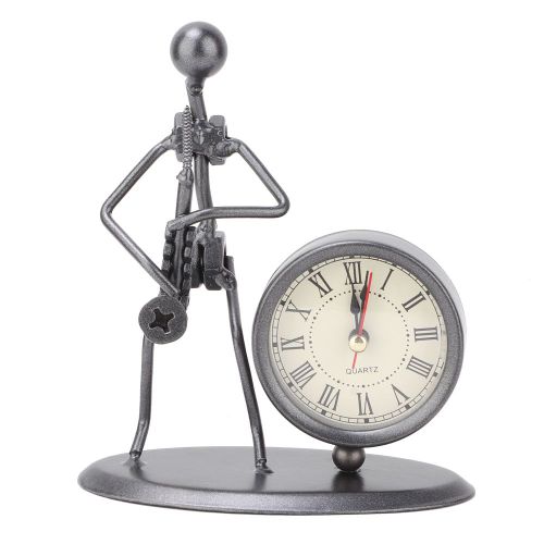 Horloge miniature Iron Man classique, decoration artistique, modele musical retro (Iron Man avec saxophone)