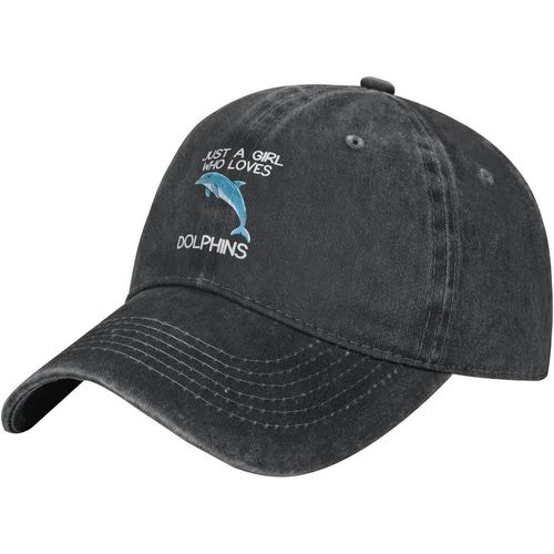 Juste Une Fille Qui Aime Les Dauphins Chapeau De Cowboy Loisirs De Plein Air Chapeau De Cowboy Réglable Unisexe Noir