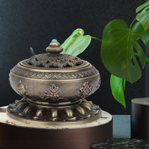 Encensoir en alliage de zinc et bois de santal antique de bon augure, fournitures bouddhistes (bronze)