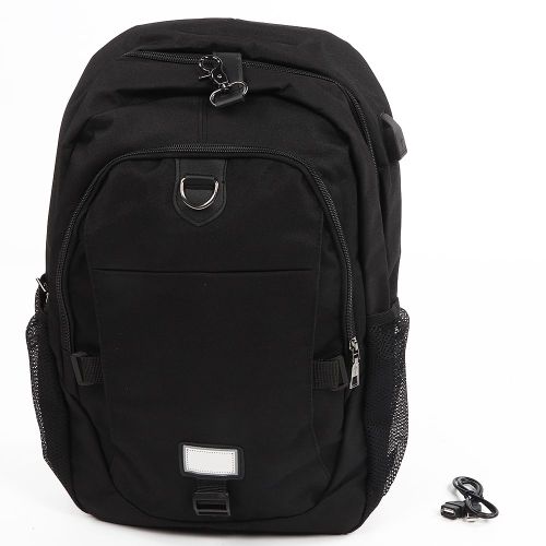 Sac a dos a double bandouliere avec chargeur USB pour homme, sacoche d'ecole, de plein air, decontractee, pour ordinateur portable, noir