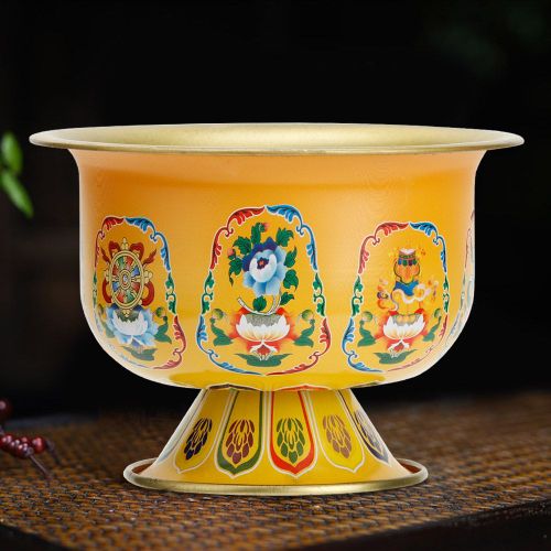 Bol D'eau Benite Tibetain De Bon Augure, Divin, Bouddha, Fournitures Bouddhistes (Jaune)