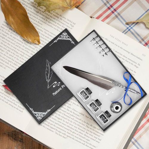 Coffret cadeau de 8 stylos a plume de calligraphie retro (degrade noir et blanc)
