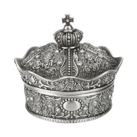 Boite a bijoux vintage en alliage de zinc sculpte avec motif floral, organiseur pour le rangement des bagues.