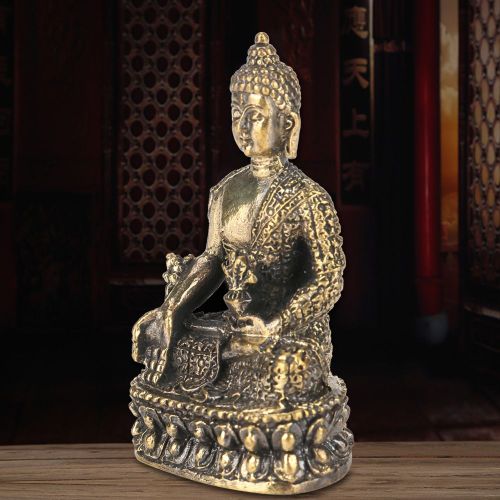 Statue de Bouddha en laiton, petite figurine sculptee a la main, article d'ameublement (n¡ã 7 Bouddha de la medecine)
