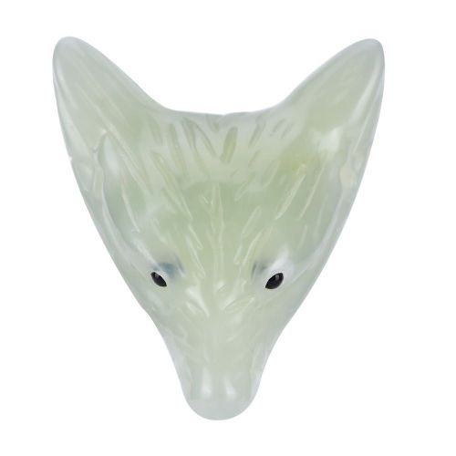 Pendentif Tete De Loup En Pierre Naturelle Et Cristal De Quartz Sculpte (#02)
