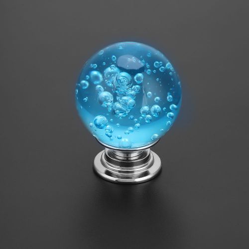 Lot de 10 poignees de tiroir en cristal de 30 mm pour placard, armoire, tiroir (bleu)