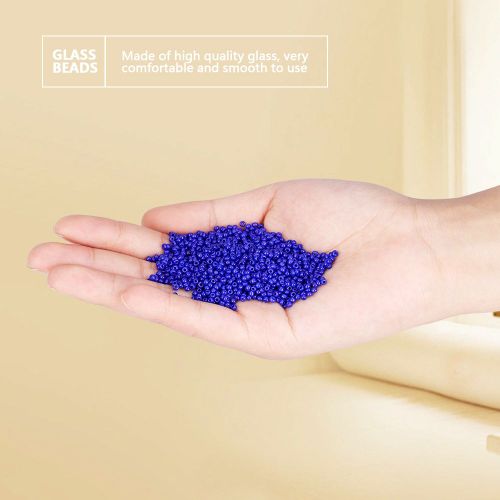Perles De Verre Colorees De 2 Mm, 450 G/Sachet, Pour Loisirs Creatifs (Bleu Saphir)