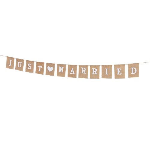 Bannieres en lin et jute a suspendre, decoration de mariage tendance