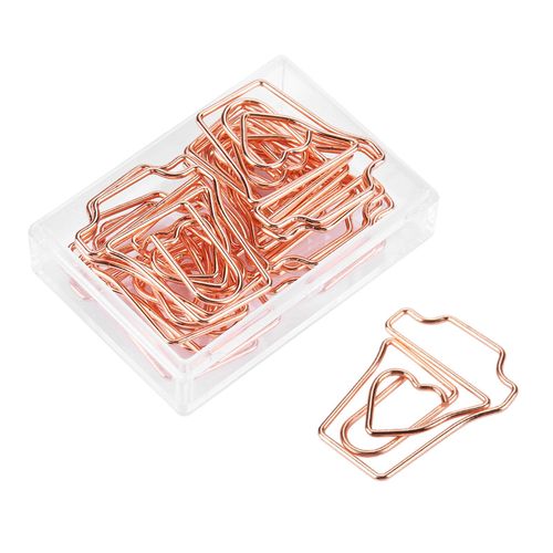 Lot De 12 Trombones En Metal Galvanise Couleur Or Rose, Marque-Page Amusant