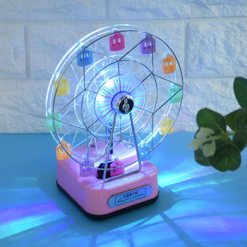 Boite a musique rotative a LED avec grande roue et lumieres colorees, cadeau d'anniversaire