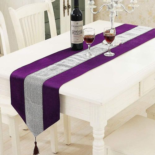 Chemin De Table De Noël En Velours Et Strass Violet
