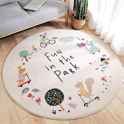 Tapis Décoratif Lavable Rond Et Moelleux, Grand Format, Pour Salon, Chambre À Coucher, Jeu, Chambre D'enfant, 60 Cm, Type 0