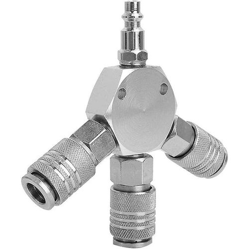 Répartiteur en Y pour air comprimé - Raccord rapide - 3 voies - Connecteur pneumatique - Raccord rapide - 1/4 F-NPT