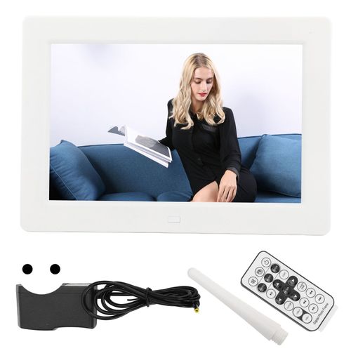 Cadre photo numerique HD 8 pouces, ecran LED, horloge, calendrier, 100-240 V, H803, blanc, prise UE