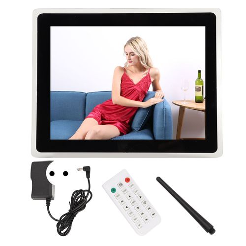 Cadre photo numerique HD 12 pouces, multifonction, support video, image, musique, horloge, calendrier, album photo electronique, prise UE 100-240 V