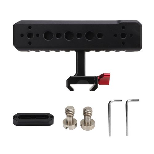 Poignee de cage pour camera PULUZ, bloc de rail a degagement rapide reglable, poignee superieure pour cage pour camera avec sabot froid, trous de 1/4 po et 3/8 po