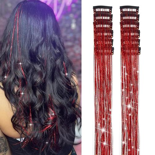 Lot De 6 Barrettes À Cheveux Synthétiques Pailletées De 59 Cm, Résistantes À La Chaleur, Brillantes Et Scintillantes, Idéales Pour Les Cheveux De Fée