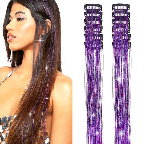 Lot De 6 Barrettes À Cheveux Synthétiques Pailletées De 59 Cm, Résistantes À La Chaleur, Brillantes Et Scintillantes, Idéales Pour Les Cheveux De Fée